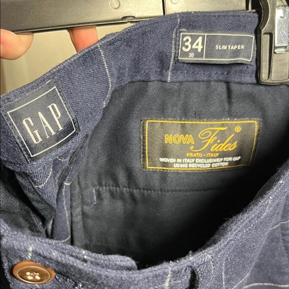 GAP Men’s Slim Taper Navy Blue White Windowpane Plaid Pants 34/30 - Picture 2 of 4